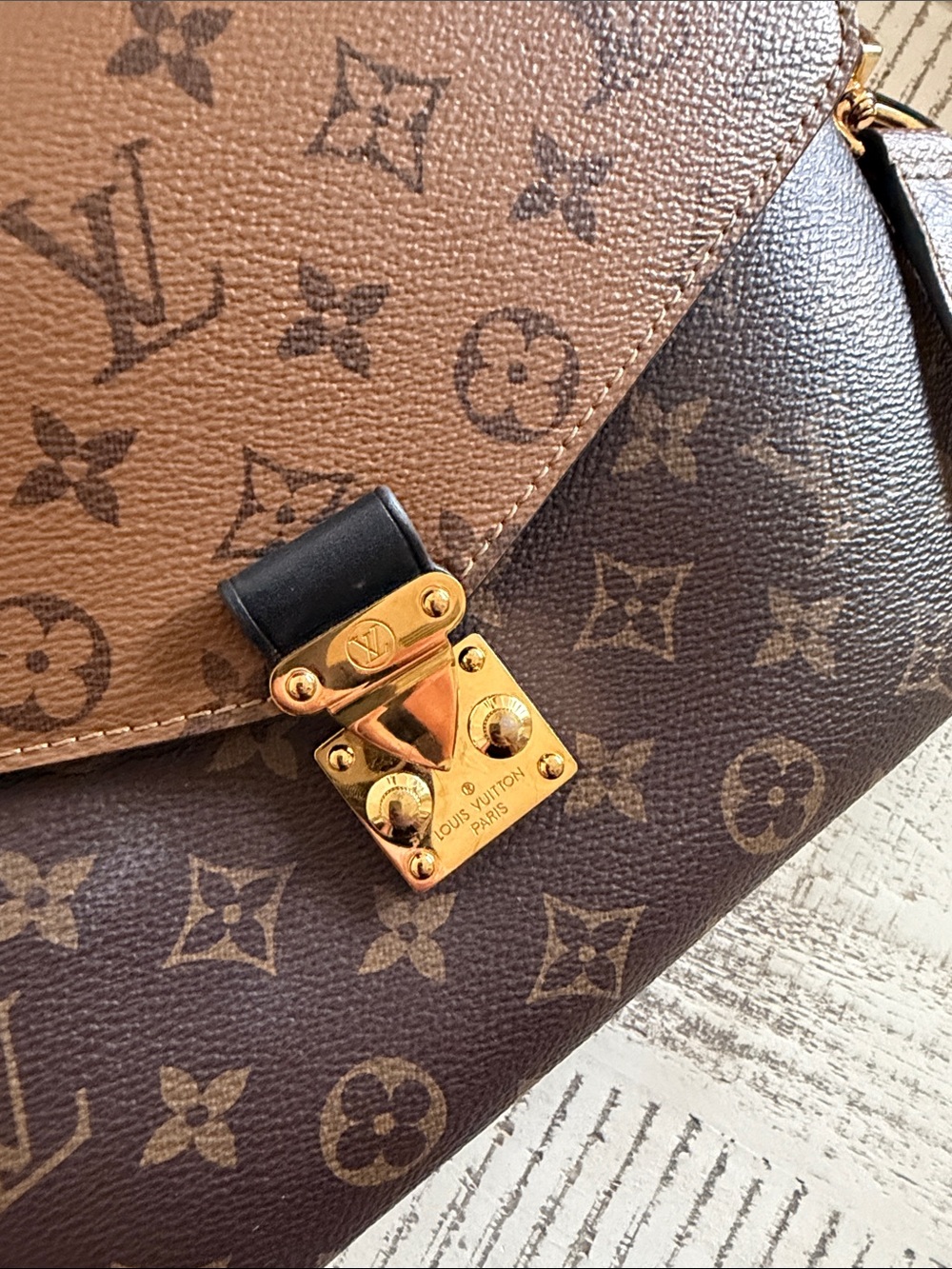 Two-Tone Monogram Satchel in Brown and Dark Brown - Picture 2 of 11